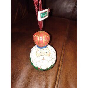 vtg holiday home resin rare round Santa ornament